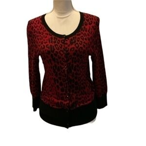 Express Red Leopard cardigan